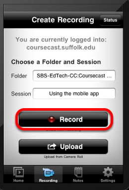 ITS - Information Technology Services > Recording with CourseCast - Mobile > click_record.png